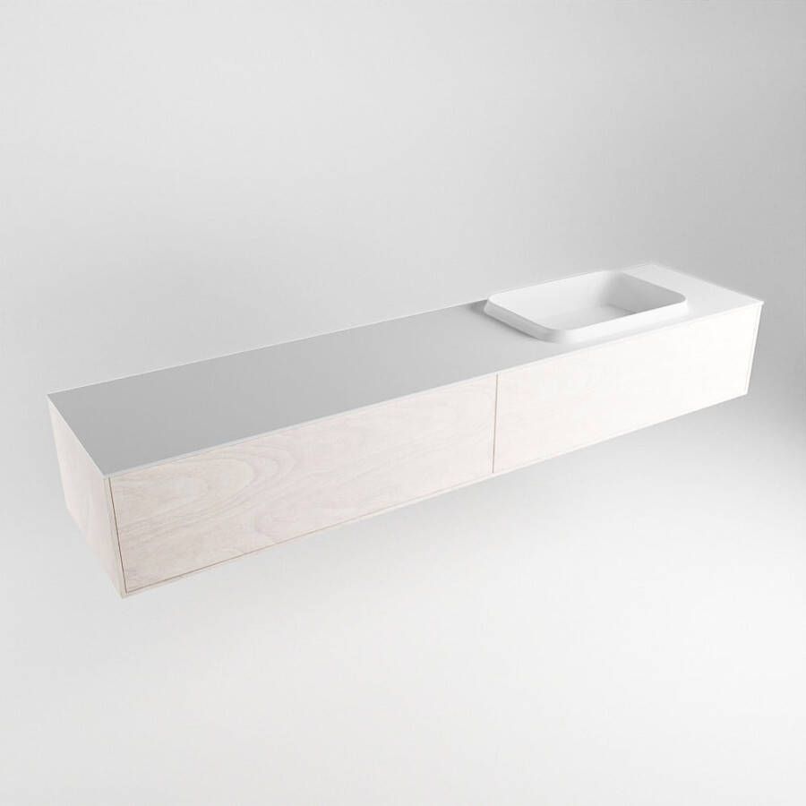 Mondiaz Erin badmeubel 200cm Underlayment Ridge wastafel Talc Rechts zonder kraangat