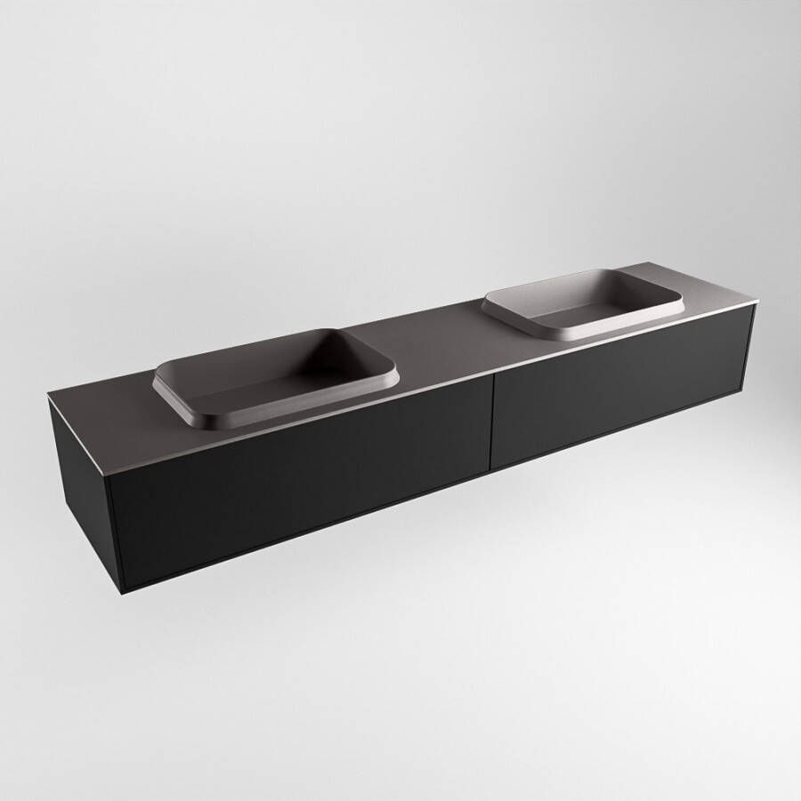 Mondiaz Erin badmeubel 200cm Urban Ridge wastafel Dark Grey Dubbel zonder kraangat