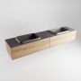 Mondiaz ERIN 200cm badmeubelset onderkast kleur Washed oak met 2 lades Wastafel RIDGE dubbel zonder kraangaten kleur Dark grey ERIN12207 - Thumbnail 3
