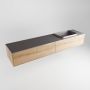 Mondiaz ERIN 200cm badmeubelset onderkast kleur Washed oak met 2 lades Wastafel RIDGE rechts 1 kraangat kleur Dark grey ERIN12209 - Thumbnail 3