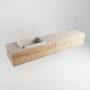 Mondiaz ERIN 200cm badmeubelset onderkast kleur Washed oak met 2 lades Wastafel RIDGE links 1 kraangat kleur Linen ERIN12956 - Thumbnail 3