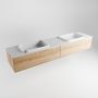 Mondiaz ERIN 200cm badmeubelset onderkast kleur Washed oak met 2 lades Wastafel RIDGE dubbel zonder kraangaten kleur Talc ERIN10711 - Thumbnail 3
