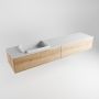 Mondiaz ERIN 200cm badmeubelset onderkast kleur Washed oak met 2 lades Wastafel RIDGE links zonder kraangaten kleur Talc ERIN10709 - Thumbnail 3