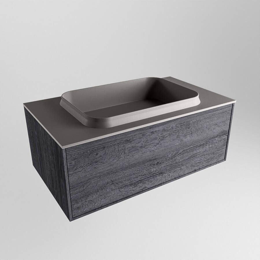 Mondiaz ERIN 80cm badmeubelset onderkast kleur Antracite met 1 lade Wastafel RIDGE midden 1 kraangat kleur Dark grey ERIN12008 - Foto 3