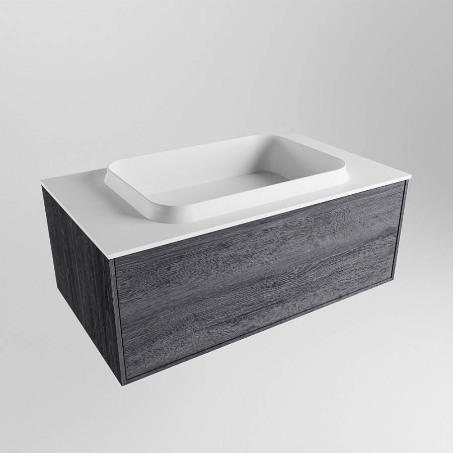 Mondiaz Erin badmeubel 80cm Antracite Ridge wastafel Talc Midden zonder kraangat