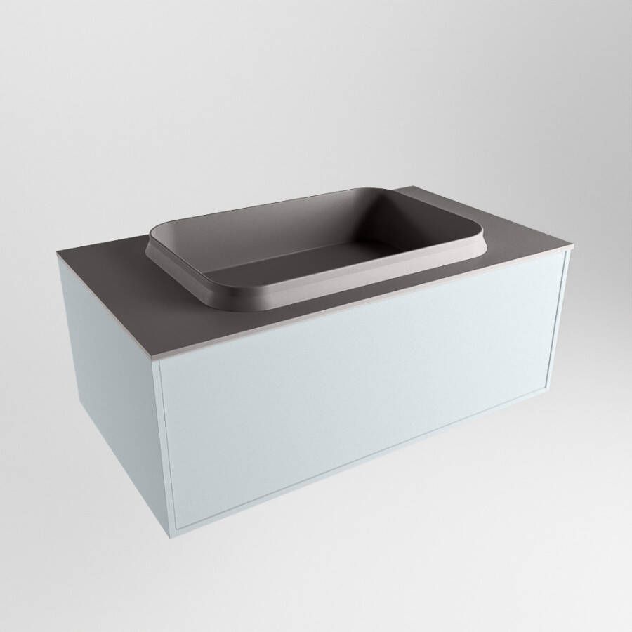 Mondiaz ERIN 80cm badmeubelset onderkast kleur Clay met 1 lade Wastafel RIDGE midden 1 kraangat kleur Dark grey ERIN11634