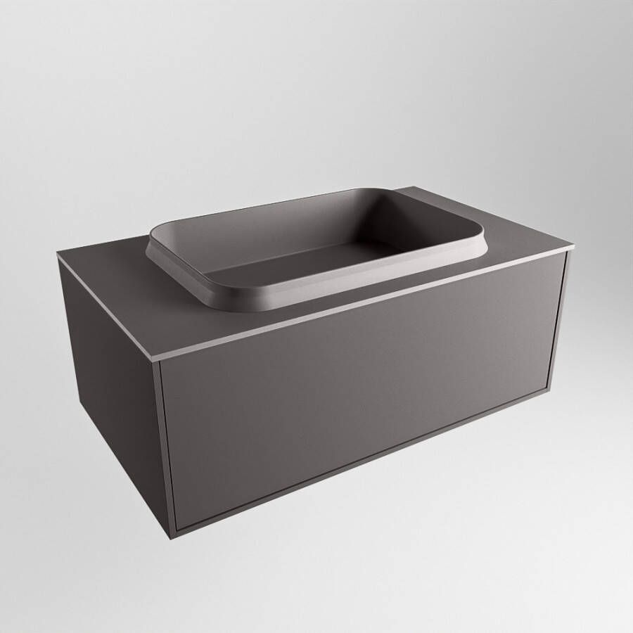 Mondiaz Erin badmeubel 80cm Dark Grey Ridge wastafel Dark Grey Midden zonder kraangat
