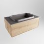 Mondiaz ERIN 80cm badmeubelset onderkast kleur Washed oak met 1 lade Wastafel RIDGE midden 1 kraangat kleur Dark grey ERIN12178 - Thumbnail 3