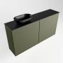 Mondiaz Fowy toiletmeubel 100x50x23cm army mat 0 kraangaten wasbak: links 2 deuren solid surface met blad MDF kleur wasbak: zwart FOWY59023armyurban - Thumbnail 2