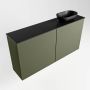 Mondiaz Fowy toiletmeubel 100x50x23cm army mat 1 kraangat wasbak: rechts 2 deuren solid surface met blad MDF kleur wasbak: zwart FOWY59021armyurban - Thumbnail 2