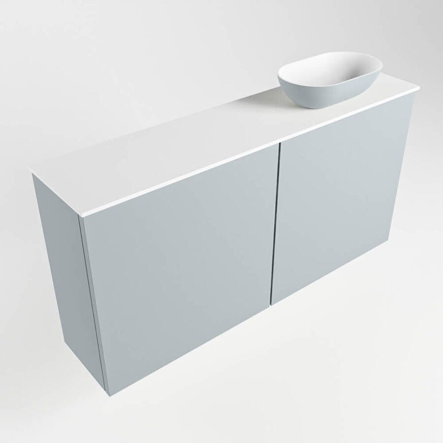 Mondiaz Fowy toiletmeubel 100x50x23cm clay mat 1 kraangat wasbak: rechts 2 deuren solid surface met blad MDF kleur wasbak: Bruin Wit FOWY59021clayclay - Foto 3