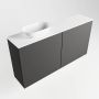 Mondiaz Fowy toiletmeubel 100x50x23cm dark grey mat 1 kraangat wasbak: links 2 deuren solid surface met blad MDF kleur wasbak: wit FOWY59020darkgreytalc - Thumbnail 2