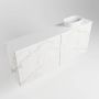 Mondiaz Fowy toiletmeubel 120x50x23cm Carrara mat 0 kraangaten wasbak: rechts 2 deuren solid surface met blad Melamine kleur wasbak: wit FOWY59030Carraratalc - Thumbnail 2