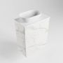 Mondiaz Fowy toiletmeubel 40x50x23cm Carrara mat 1 kraangat wasbak: links 1 deur solid surface met blad Melamine kleur wasbak: Wit Zwart FOWY59001Carraratalc - Thumbnail 2