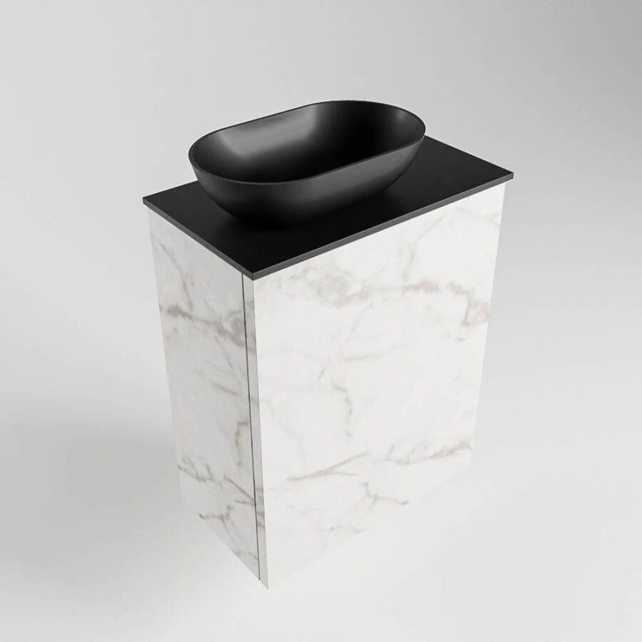 Mondiaz Fowy fonteinmeubel 40cm Carrara Waskom links Urban Urban met 1 kraangat