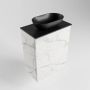 Mondiaz Fowy toiletmeubel 40x50x23cm Carrara mat 0 kraangaten wasbak: midden 1 deur solid surface met blad Melamine kleur wasbak: zwart FOWY59003Carraraurban - Thumbnail 2
