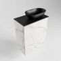 Mondiaz Fowy toiletmeubel 40x50x23cm Carrara mat 1 kraangat wasbak: rechts 1 deur solid surface met blad Melamine kleur wasbak: zwart FOWY59002Carraraurban - Thumbnail 2