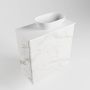 Mondiaz Fowy toiletmeubel 50x50x23cm Carrara mat 1 kraangat wasbak: rechts 1 deur solid surface met blad Melamine kleur wasbak: wit FOWY59005Carraratalc - Thumbnail 2