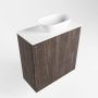 Mondiaz Fowy toiletmeubel 50x50x23cm dark brown mat 1 kraangat wasbak: rechts 1 deur solid surface met blad Melamine kleur wasbak: wit FOWY59005darkbrowntalc - Thumbnail 3
