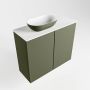 Mondiaz Fowy toiletmeubel 60x50x23cm army mat 0 kraangaten wasbak: links 2 deuren solid surface met blad MDF kleur wasbak: Groen Wit FOWY59011armyarmy - Thumbnail 2