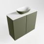 Mondiaz Fowy toiletmeubel 60x50x23cm army mat 1 kraangat wasbak: midden 2 deuren solid surface met blad MDF kleur wasbak: Groen Wit FOWY59007armyarmy - Thumbnail 2