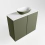 Mondiaz Fowy toiletmeubel 60x50x23cm army mat 0 kraangaten wasbak: midden 2 deuren solid surface met blad MDF kleur wasbak: Groen Wit FOWY59010armyarmy - Thumbnail 2