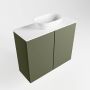 Mondiaz Fowy toiletmeubel 60x50x23cm army mat 1 kraangat wasbak: midden 2 deuren solid surface met blad MDF kleur wasbak: wit FOWY59007armytalc - Thumbnail 3