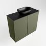 Mondiaz Fowy toiletmeubel 60x50x23cm army mat 1 kraangat wasbak: midden 2 deuren solid surface met blad MDF kleur wasbak: zwart FOWY59007armyurban - Thumbnail 2