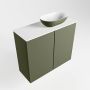 Mondiaz Fowy toiletmeubel 60x50x23cm army mat 0 kraangaten wasbak: rechts 2 deuren solid surface met blad MDF kleur wasbak: Groen Wit FOWY59012armyarmy - Thumbnail 2