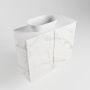 Mondiaz Fowy toiletmeubel 60x50x23cm Carrara mat 1 kraangat wasbak: links 2 deuren solid surface met blad Melamine kleur wasbak: wit FOWY59008Carraratalc - Thumbnail 2