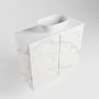 Mondiaz Fowy toiletmeubel 60x50x23cm Carrara mat 1 kraangat wasbak: midden 2 deuren solid surface met blad Melamine kleur wasbak: wit FOWY59007Carraratalc - Thumbnail 2