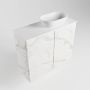 Mondiaz Fowy toiletmeubel 60x50x23cm Carrara mat 0 kraangaten wasbak: rechts 2 deuren solid surface met blad Melamine kleur wasbak: wit FOWY59012Carraratalc - Thumbnail 3