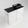 Mondiaz Fowy toiletmeubel 60x50x23cm Carrara mat 0 kraangaten wasbak: rechts 2 deuren solid surface met blad Melamine kleur wasbak: zwart FOWY59012Carraraurban - Thumbnail 2