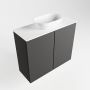 Mondiaz Fowy toiletmeubel 60x50x23cm dark grey mat 0 kraangaten wasbak: midden 2 deuren solid surface met blad MDF kleur wasbak: wit FOWY59010darkgreytalc - Thumbnail 2