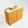 Mondiaz Fowy toiletmeubel 60x50x23cm ocher mat 0 kraangaten wasbak: links 2 deuren solid surface met blad MDF kleur wasbak: Oranje Wit FOWY59011ocherocher - Thumbnail 2