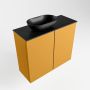 Mondiaz Fowy toiletmeubel 60x50x23cm ocher mat 0 kraangaten wasbak: links 2 deuren solid surface met blad MDF kleur wasbak: zwart FOWY59011ocherurban - Thumbnail 2