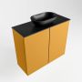 Mondiaz Fowy toiletmeubel 60x50x23cm ocher mat 0 kraangaten wasbak: midden 2 deuren solid surface met blad MDF kleur wasbak: zwart FOWY59010ocherurban - Thumbnail 2