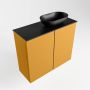 Mondiaz Fowy toiletmeubel 60x50x23cm ocher mat 1 kraangat wasbak: rechts 2 deuren solid surface met blad MDF kleur wasbak: zwart FOWY59009ocherurban - Thumbnail 2