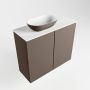 Mondiaz Fowy toiletmeubel 60x50x23cm smoke mat 1 kraangat wasbak: links 2 deuren solid surface met blad MDF kleur wasbak: Antraciet Wit FOWY59008smokesmoke - Thumbnail 2