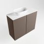 Mondiaz Fowy toiletmeubel 60x50x23cm smoke mat 0 kraangaten wasbak: links 2 deuren solid surface met blad MDF kleur wasbak: wit FOWY59011smoketalc - Thumbnail 2