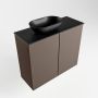 Mondiaz Fowy toiletmeubel 60x50x23cm smoke mat 1 kraangat wasbak: links 2 deuren solid surface met blad MDF kleur wasbak: zwart FOWY59008smokeurban - Thumbnail 2