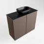 Mondiaz Fowy toiletmeubel 60x50x23cm smoke mat 1 kraangat wasbak: midden 2 deuren solid surface met blad MDF kleur wasbak: zwart FOWY59007smokeurban - Thumbnail 2