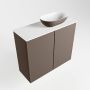 Mondiaz Fowy toiletmeubel 60x50x23cm smoke mat 1 kraangat wasbak: rechts 2 deuren solid surface met blad MDF kleur wasbak: Antraciet Wit FOWY59009smokesmoke - Thumbnail 2