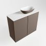 Mondiaz Fowy toiletmeubel 60x50x23cm smoke mat 0 kraangaten wasbak: rechts 2 deuren solid surface met blad MDF kleur wasbak: Antraciet Wit FOWY59012smokesmoke - Thumbnail 3