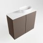 Mondiaz Fowy toiletmeubel 60x50x23cm smoke mat 0 kraangaten wasbak: rechts 2 deuren solid surface met blad MDF kleur wasbak: wit FOWY59012smoketalc - Thumbnail 3