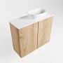 Mondiaz Fowy toiletmeubel 60x50x23cm washed oak mat 0 kraangaten wasbak: rechts 2 deuren solid surface met blad Melamine kleur wasbak: wit FOWY59012washedoaktalc - Thumbnail 2
