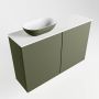 Mondiaz Fowy toiletmeubel 80x50x23cm army mat 1 kraangat wasbak: links 2 deuren solid surface met blad MDF kleur wasbak: Groen Wit FOWY59014armyarmy - Thumbnail 2