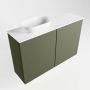 Mondiaz Fowy toiletmeubel 80x50x23cm army mat 1 kraangat wasbak: links 2 deuren solid surface met blad MDF kleur wasbak: wit FOWY59014armytalc - Thumbnail 3