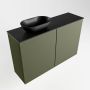 Mondiaz Fowy toiletmeubel 80x50x23cm army mat 1 kraangat wasbak: links 2 deuren solid surface met blad MDF kleur wasbak: zwart FOWY59014armyurban - Thumbnail 2