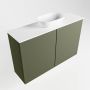 Mondiaz Fowy toiletmeubel 80x50x23cm army mat 0 kraangaten wasbak: midden 2 deuren solid surface met blad MDF kleur wasbak: wit FOWY59016armytalc - Thumbnail 4